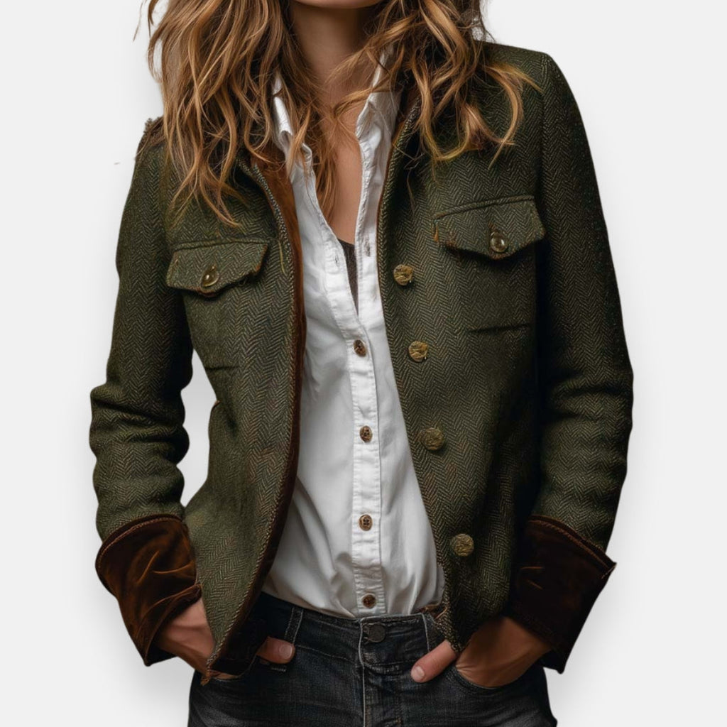 Claire | Refined Velvet-Trim Jacket