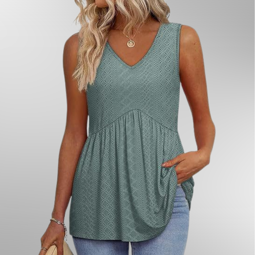 Elanira | Sleeveless Aztec Embossed Summer Top