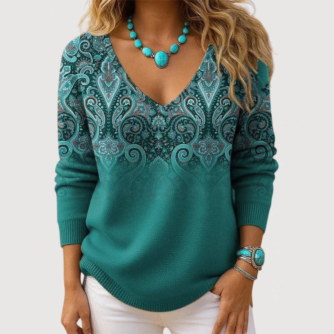 Amelia | Graceful V-Neck Long Sleeve Top
