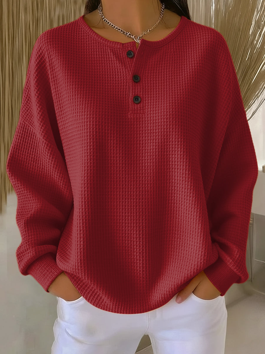 Isabella | Cozy Waffle Knit Henley