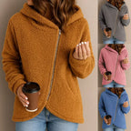 Lena | Cozy Angled Zip Hooded Jacket