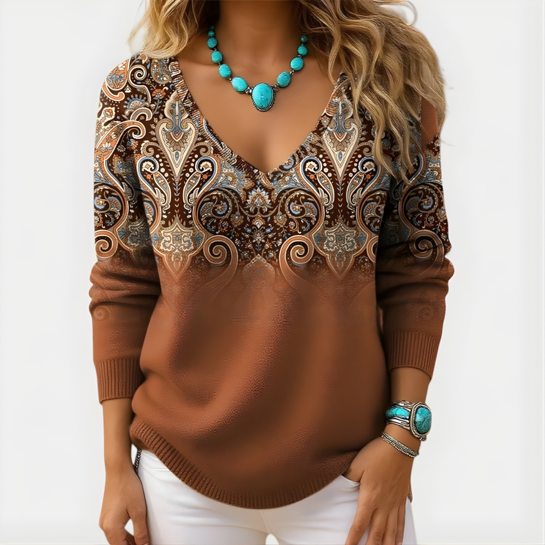 Amelia | Graceful V-Neck Long Sleeve Top