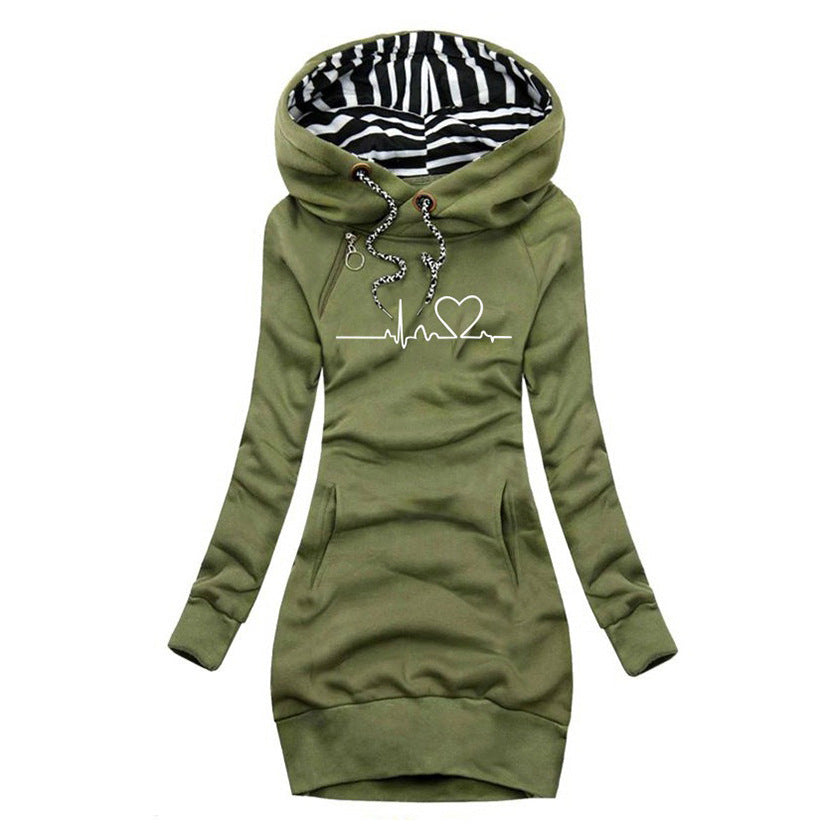 Adele | Sweater Dress with Heartbeat Print