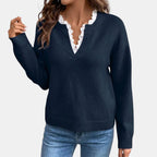 Rhea | Elegant Lace-Collared Sweater