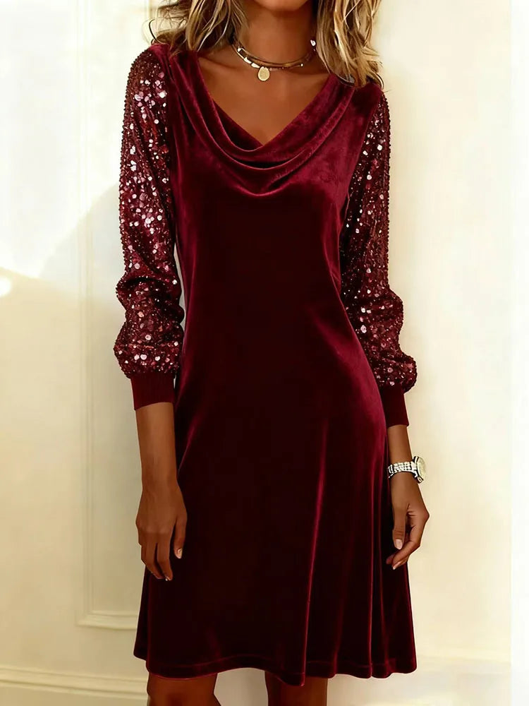 Aubrey | Velvet Sparkle Sleeve Dress