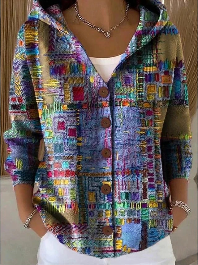 Cassidy | Refined Printed Hooded Cardigan