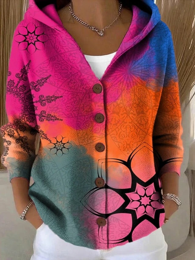 Cassidy | Refined Printed Hooded Cardigan