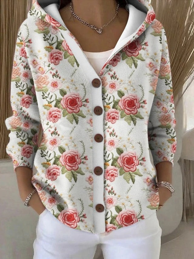 Cassidy | Refined Printed Hooded Cardigan