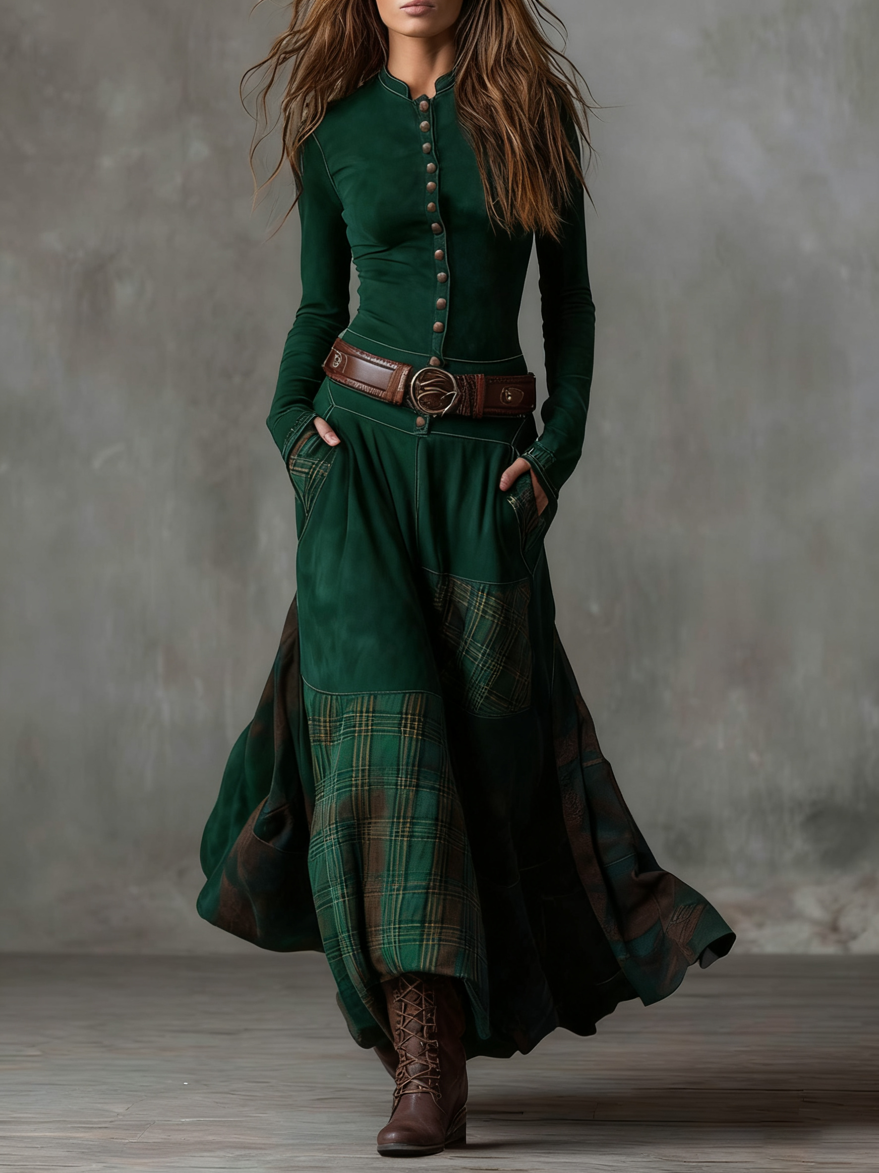 Helena | Suede Maxi Dress with Belt