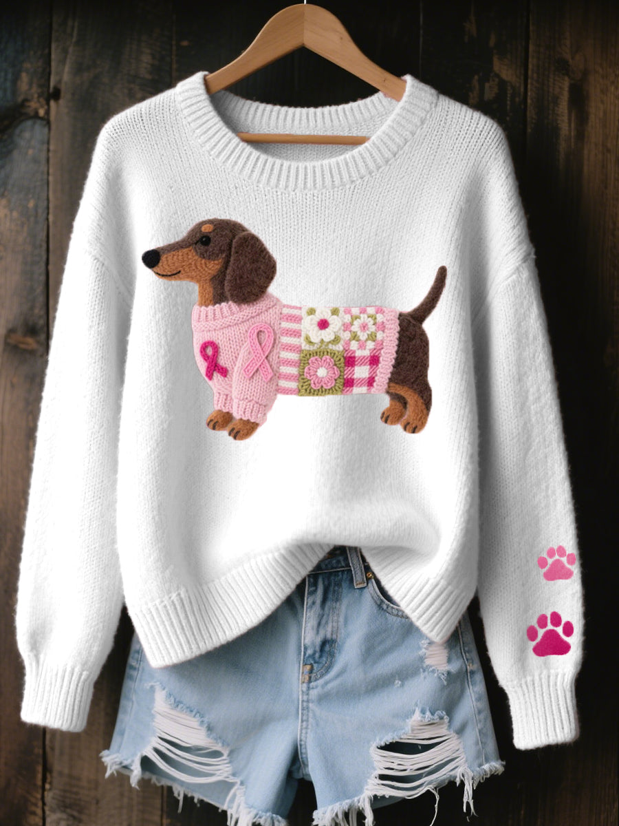 Claudine™ | Soft Sweater with Refined Dachshund Pattern